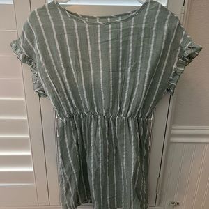 Green/white striped dress